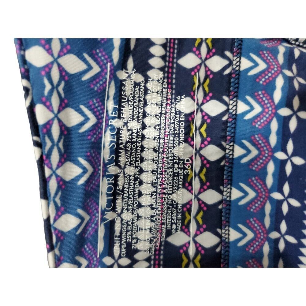 Victoria's Secret Uplift No Wire Push Up Bra Womens Size 36D Blue Geometric Wrap - Picture 6 of 6